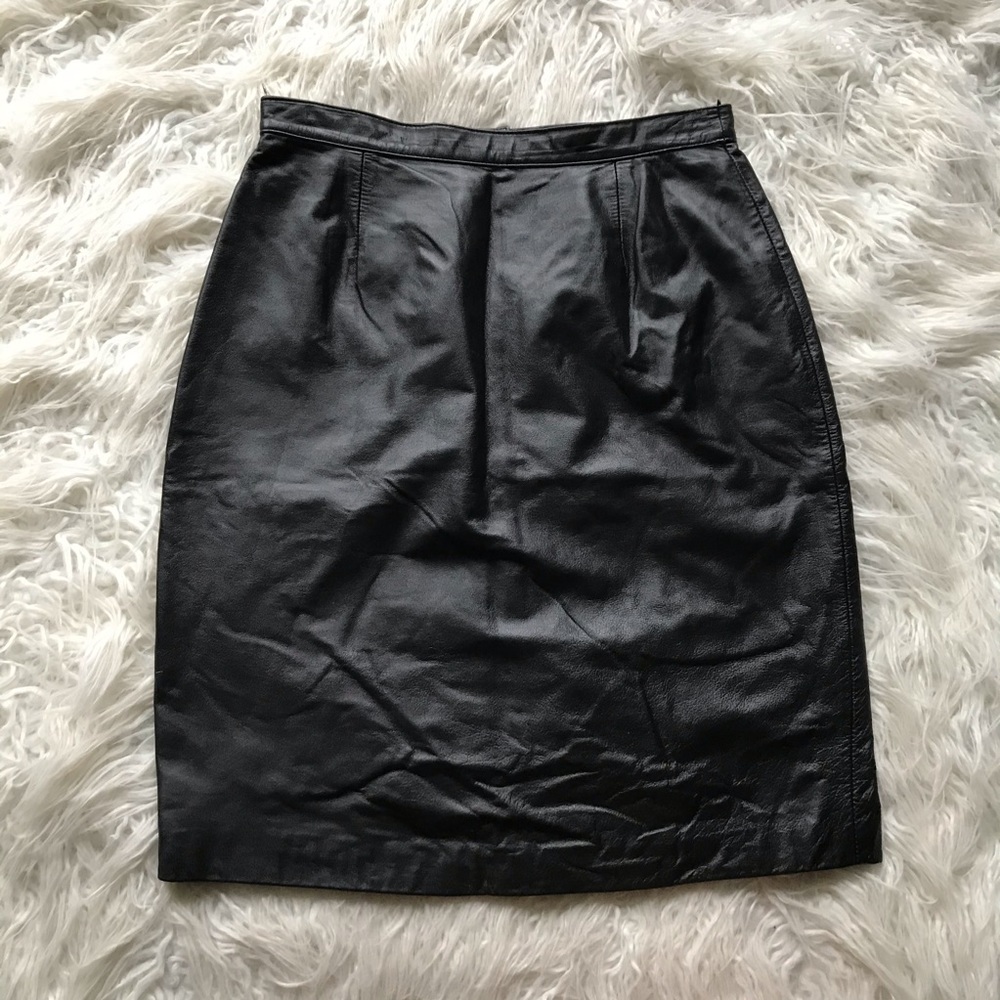 spenser jeremy black lamb leather‎ pencil skirt